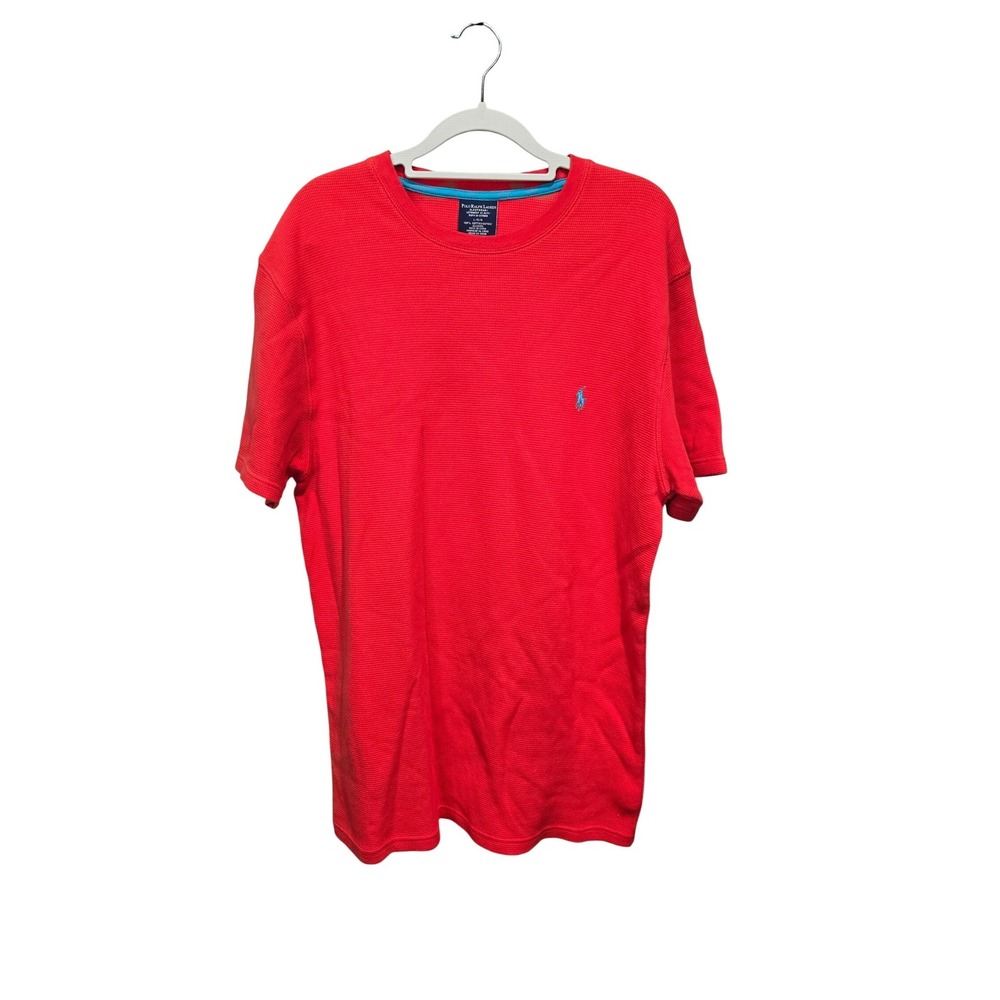 Polo Ralph Lauren Waffle Knit Sleep Shirt Mens L Red Short Sleeve Pony Logo